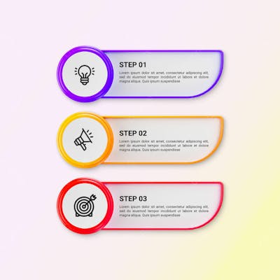 Modern Infographic Template For Business With Multi Steps Multicolor Labels 3D Rendering