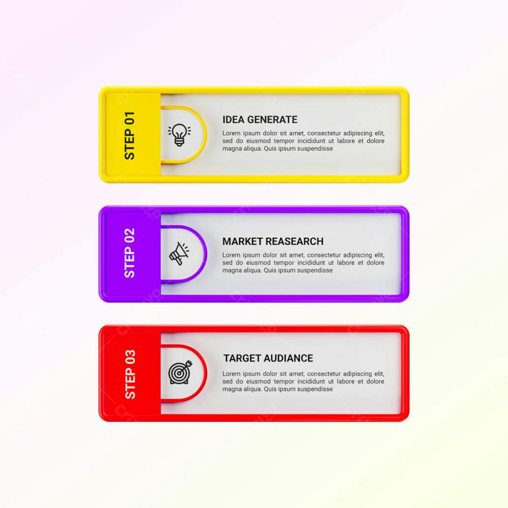 Modern Infographic Template For Business With Multi Steps Multicolor Labels 3D Rendering
