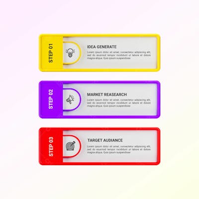 Modern Infographic Template For Business With Multi Steps Multicolor Labels 3D Rendering