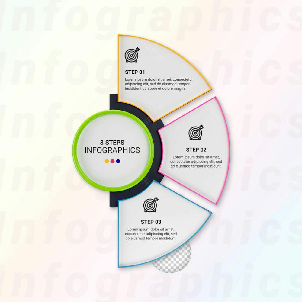 Modern Infographic Template For Business With Multi Steps Multicolor Labels 3D Rendering