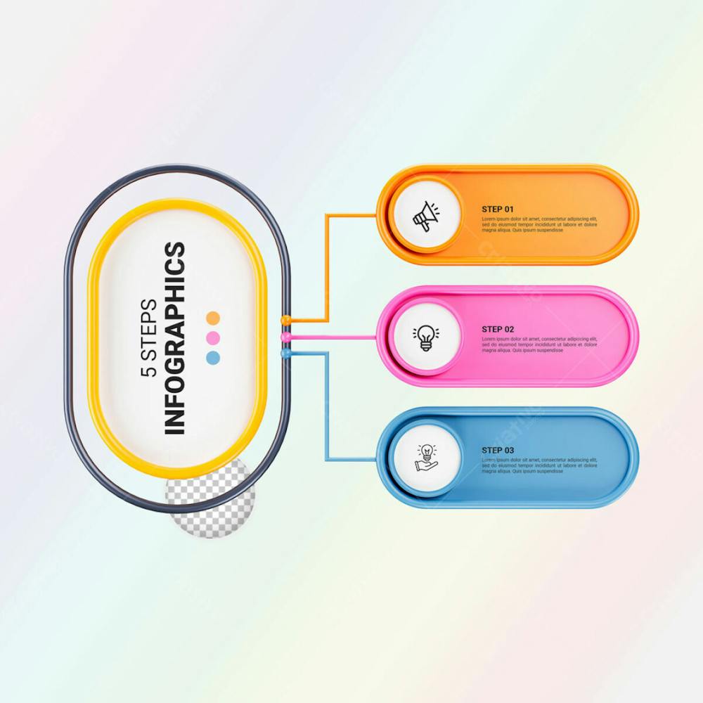Modern Infographic Template For Business With Multi Steps Multicolor Labels 3D Rendering
