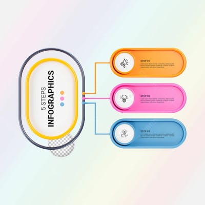 Modern Infographic Template For Business With Multi Steps Multicolor Labels 3D Rendering