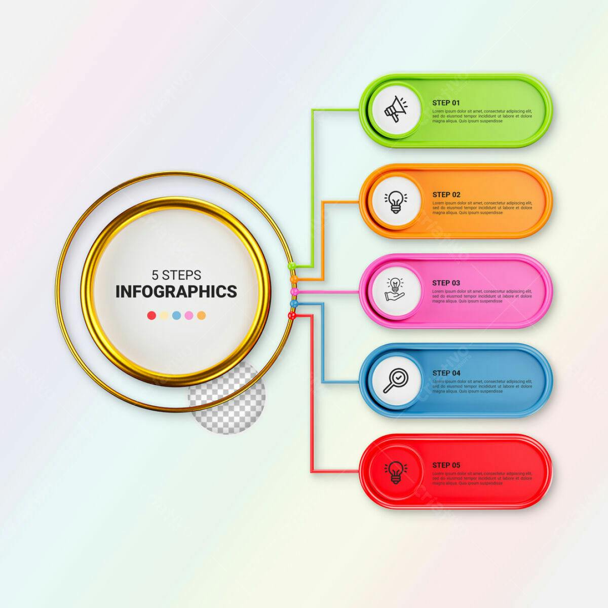 Infográfico 5 Passos em PSD Editável