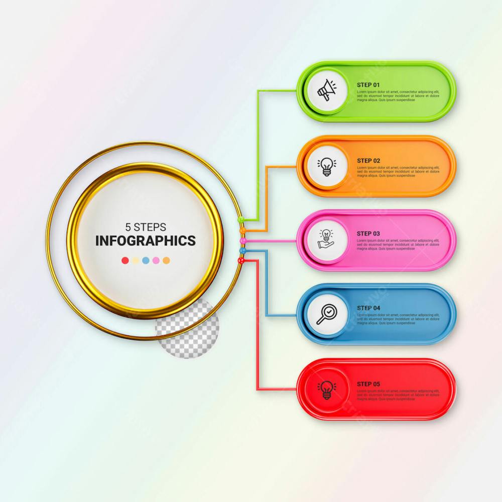 Modern Infographic Template For Business With Multi Steps Multicolor Labels 3D Rendering