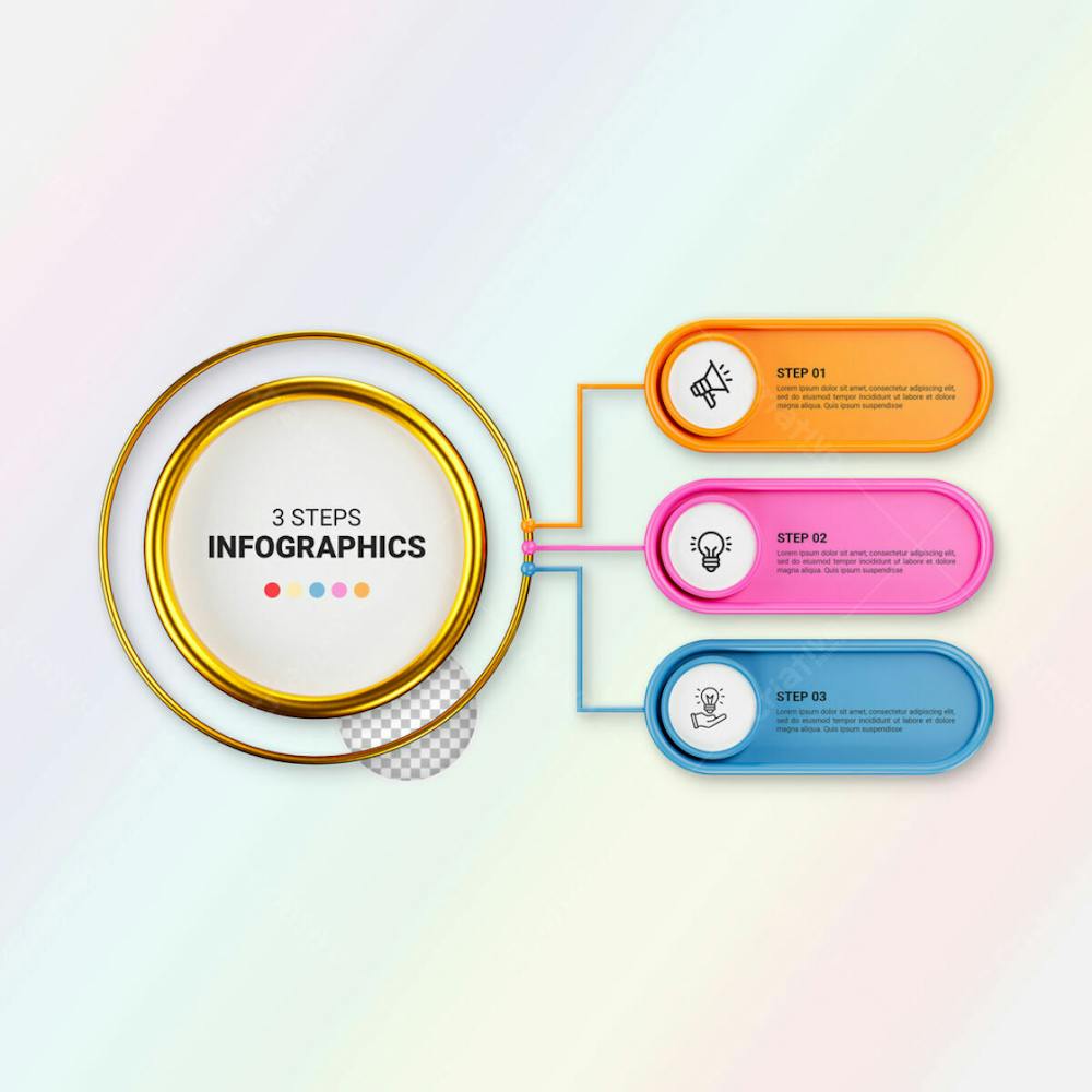 Modern Infographic Template For Business With Multi Steps Multicolor Labels 3D Rendering