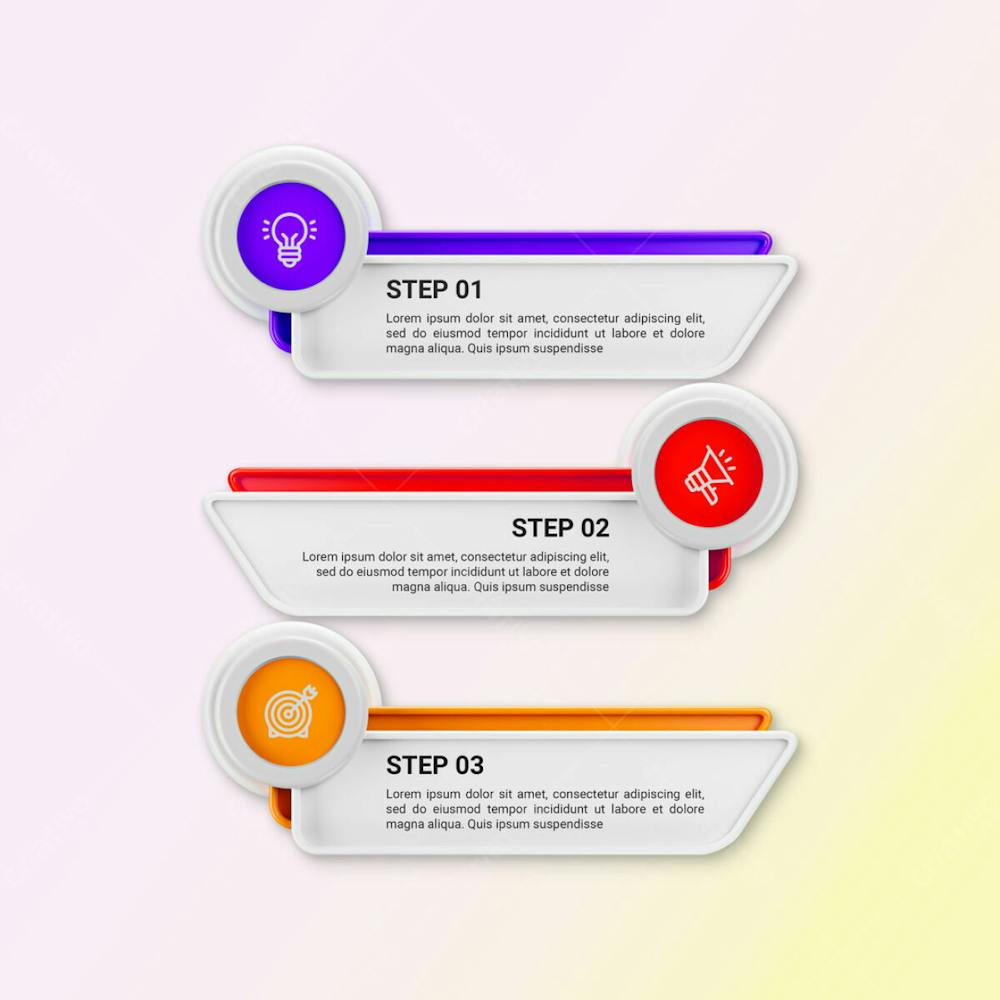 Modern Infographic Template For Business With Multi Steps Multicolor Labels 3D Rendering