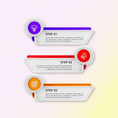 Modern Infographic Template For Business With Multi Steps Multicolor Labels 3D Rendering