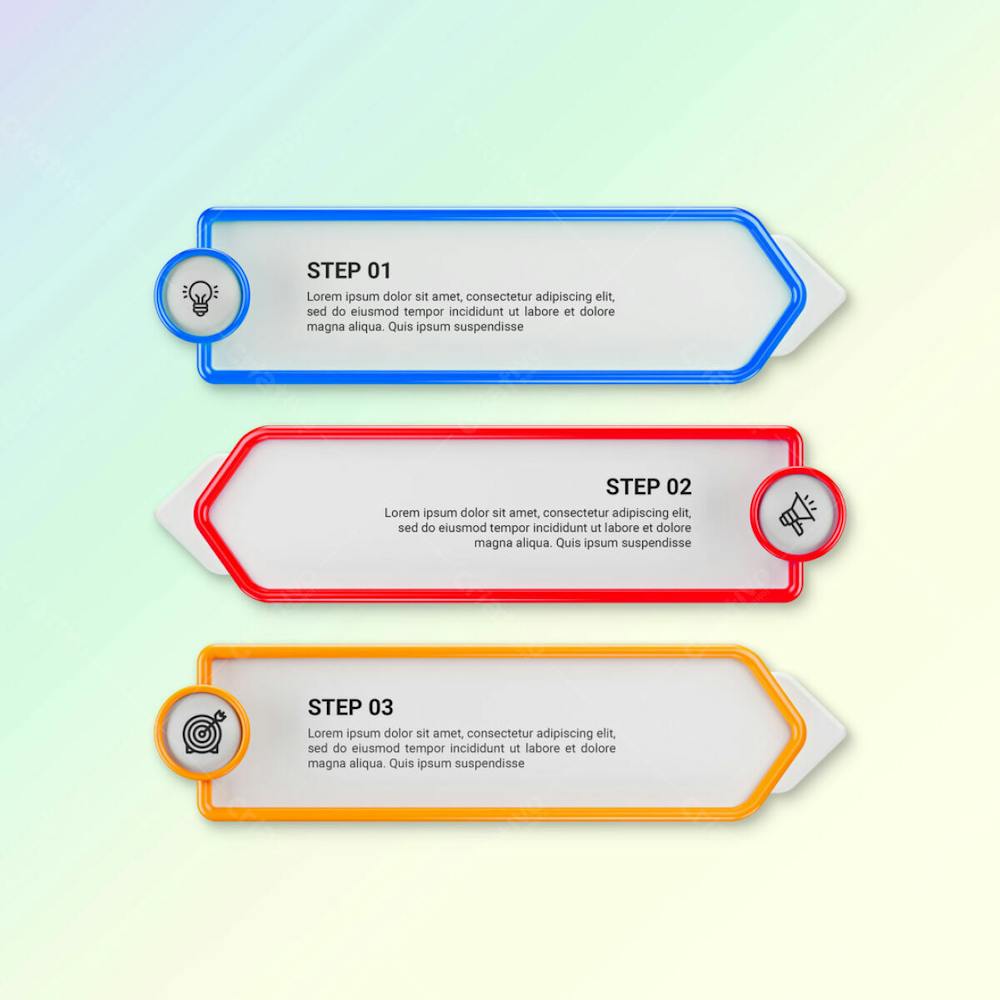 Modern Infographic Template For Business With Multi Steps Multicolor Labels 3D Rendering