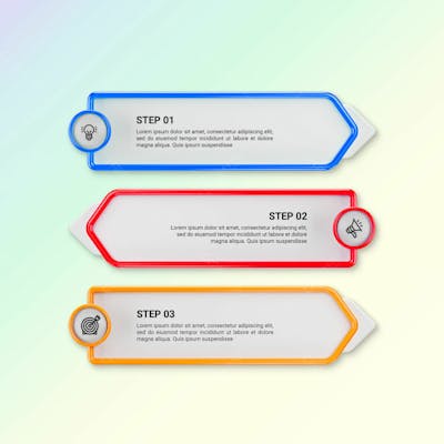 Modern Infographic Template For Business With Multi Steps Multicolor Labels 3D Rendering