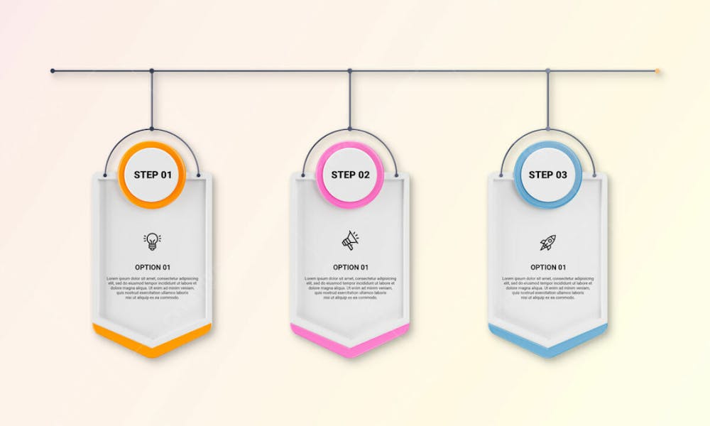 Modern Infographic Template For Business With Multi Steps Multicolor Labels 3D Rendering