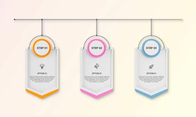 Modern Infographic Template For Business With Multi Steps Multicolor Labels 3D Rendering