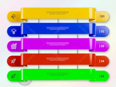 Modern Infographic Template For Business With Multi Steps Multicolor Labels 3D Rendering
