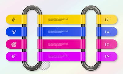 Modern Infographic Template For Business With Multi Steps Multicolor Labels 3D Rendering