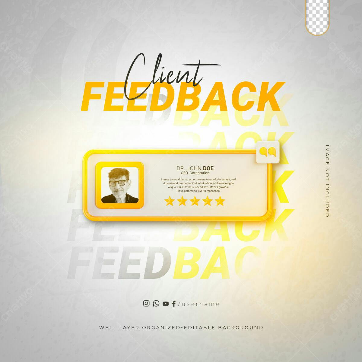 Postagem de Feedback para Redes Sociais PSD Editável