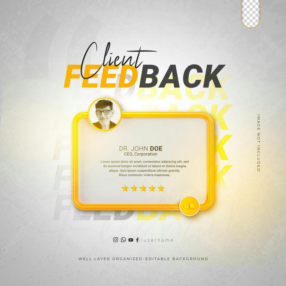 Post para Redes Sociais com Feedback de Cliente PSD Editável