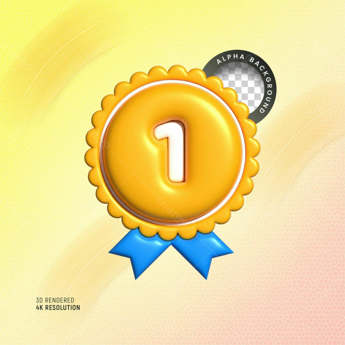Badge Premiado Amarelo e Azul PSD Editável