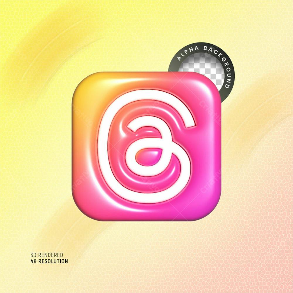 3D Rendering Threads An Instagram App Floating Logo Or Icon Threads Social Media App Icon