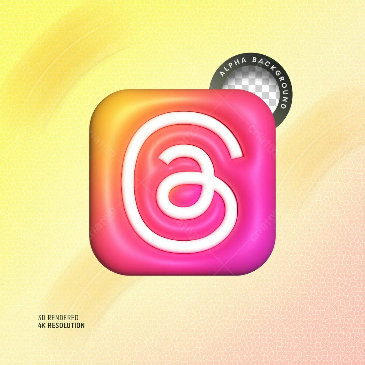 Ícone Email 3D Rosa e Amarelo PSD Editável