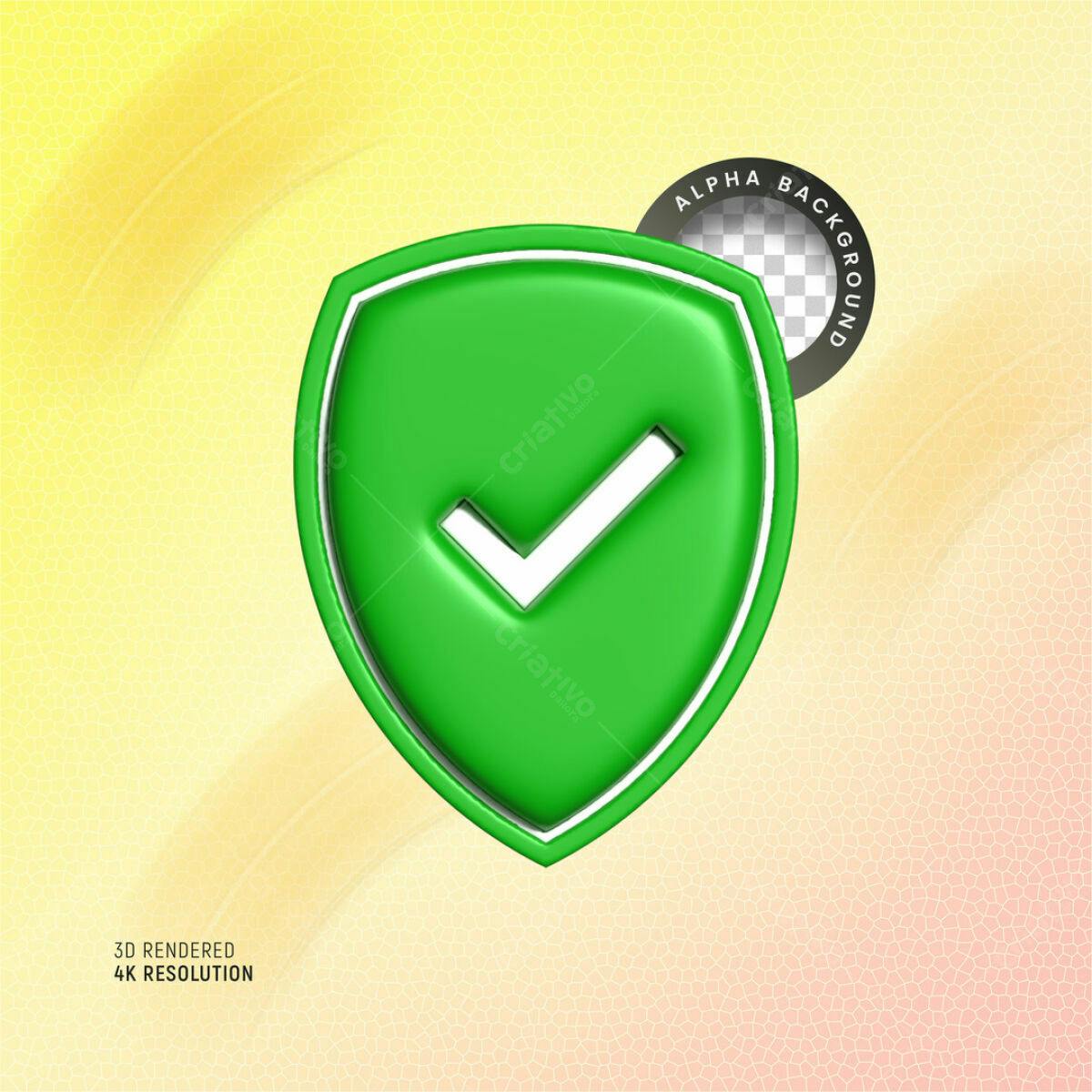 Ícone Escudo Verde de Segurança PSD Editável