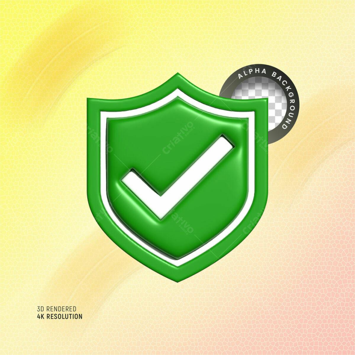 Ícone Escudo Verde com Check PSD Editável