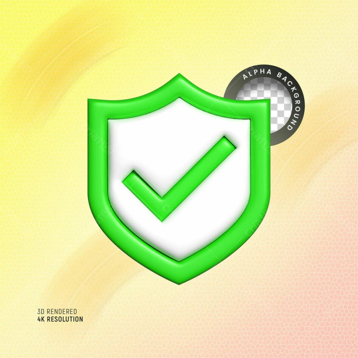 Ícone Escudo Verde com Check PSD Editável