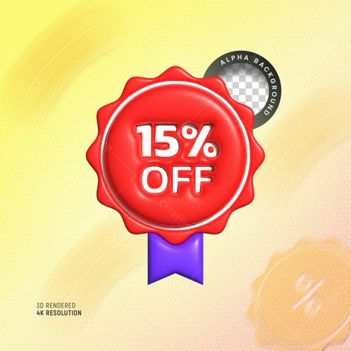 Selo 15% OFF PSD Editável para Promoções