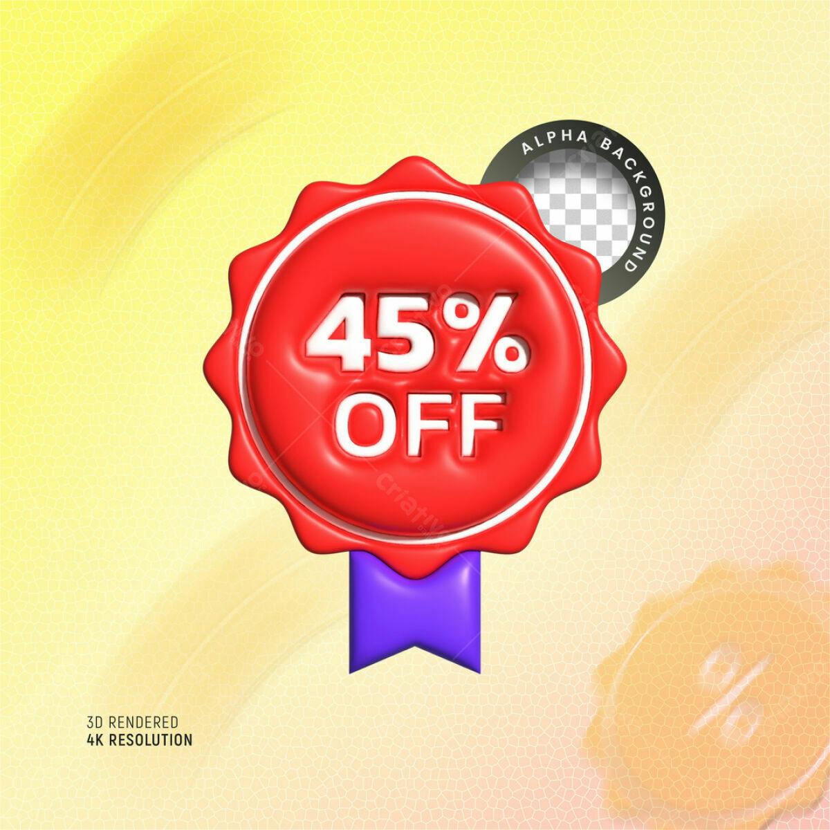 Selo 45% OFF Vermelho PSD Editável
