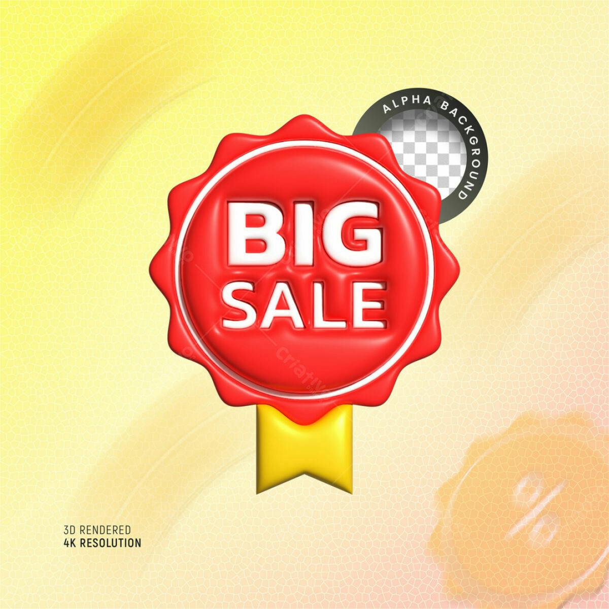 Selo Big Sale Vermelho e Amarelo PSD Editável