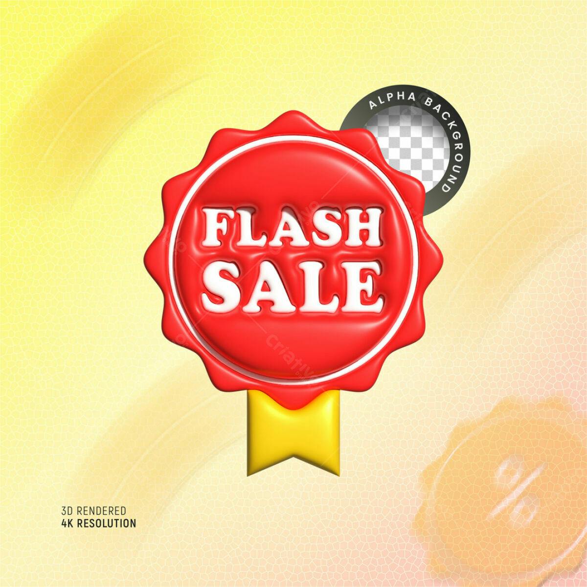 Selo Flash Sale Vermelho e Amarelo PSD Editável