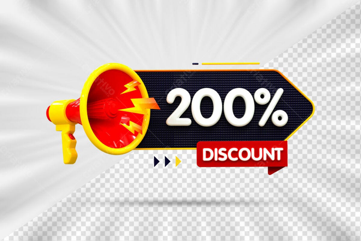 Banner 200% Desconto PSD Editável