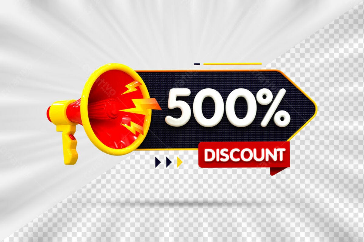 Banner Mega Desconto 500% PSD Editável