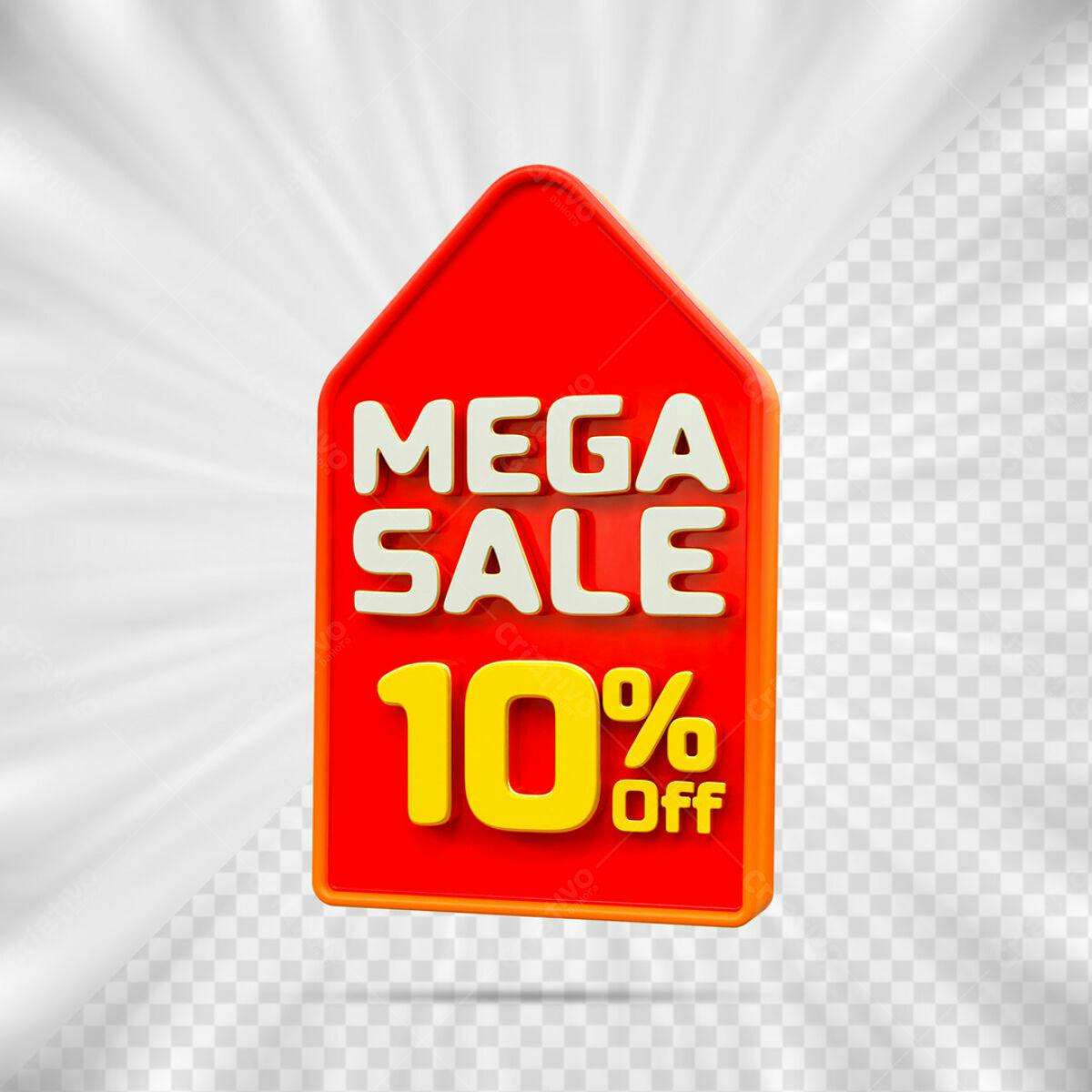 Tag Mega Sale 10% Off PSD Editável