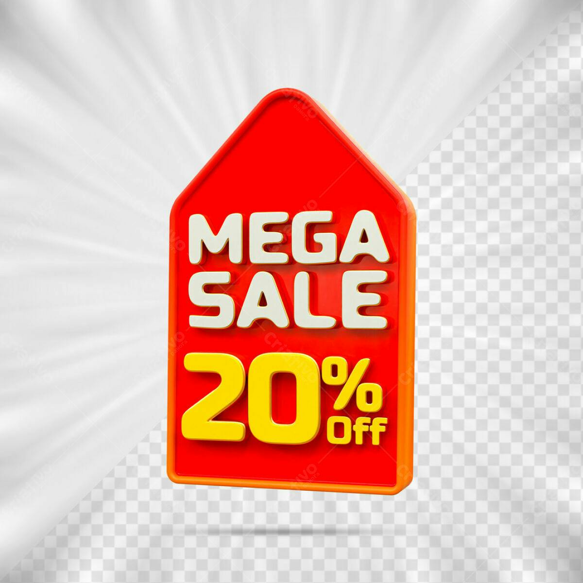 Tag Mega Sale 20% Off PSD Editável