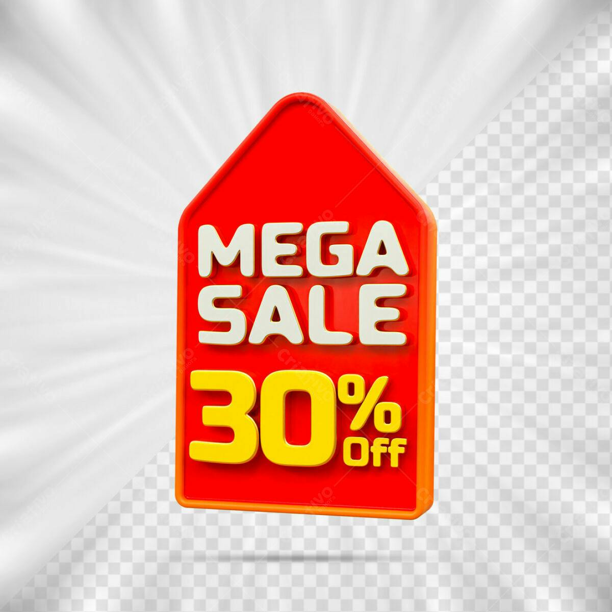 Tag Mega Sale 30% OFF PSD Editável