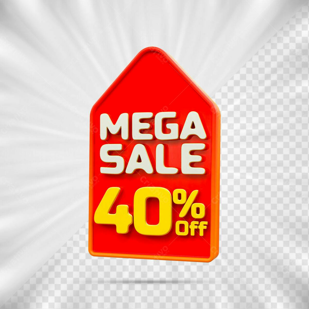 Tag Mega Sale 40% Off PSD Editável