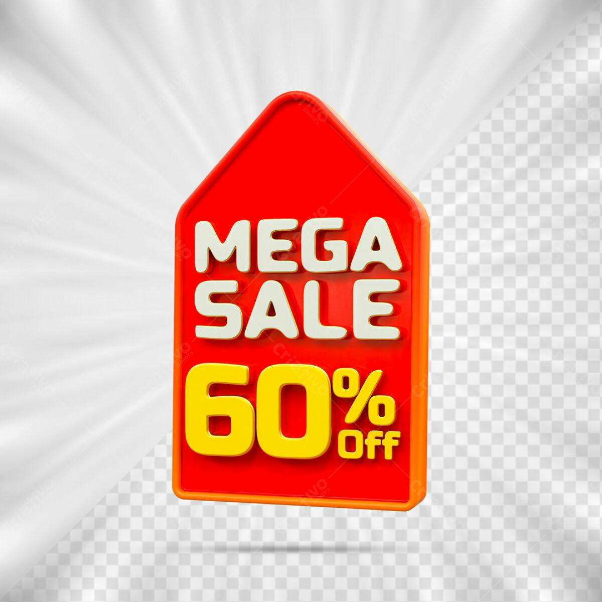 Tag Mega Sale 60% Off PSD Editável
