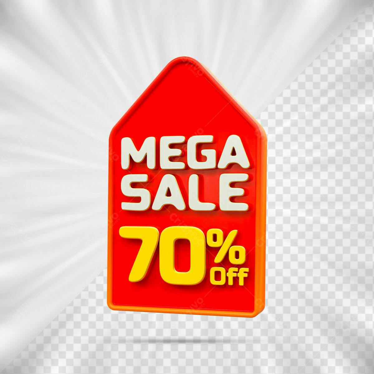 Tag Mega Sale 70% Off PSD Editável