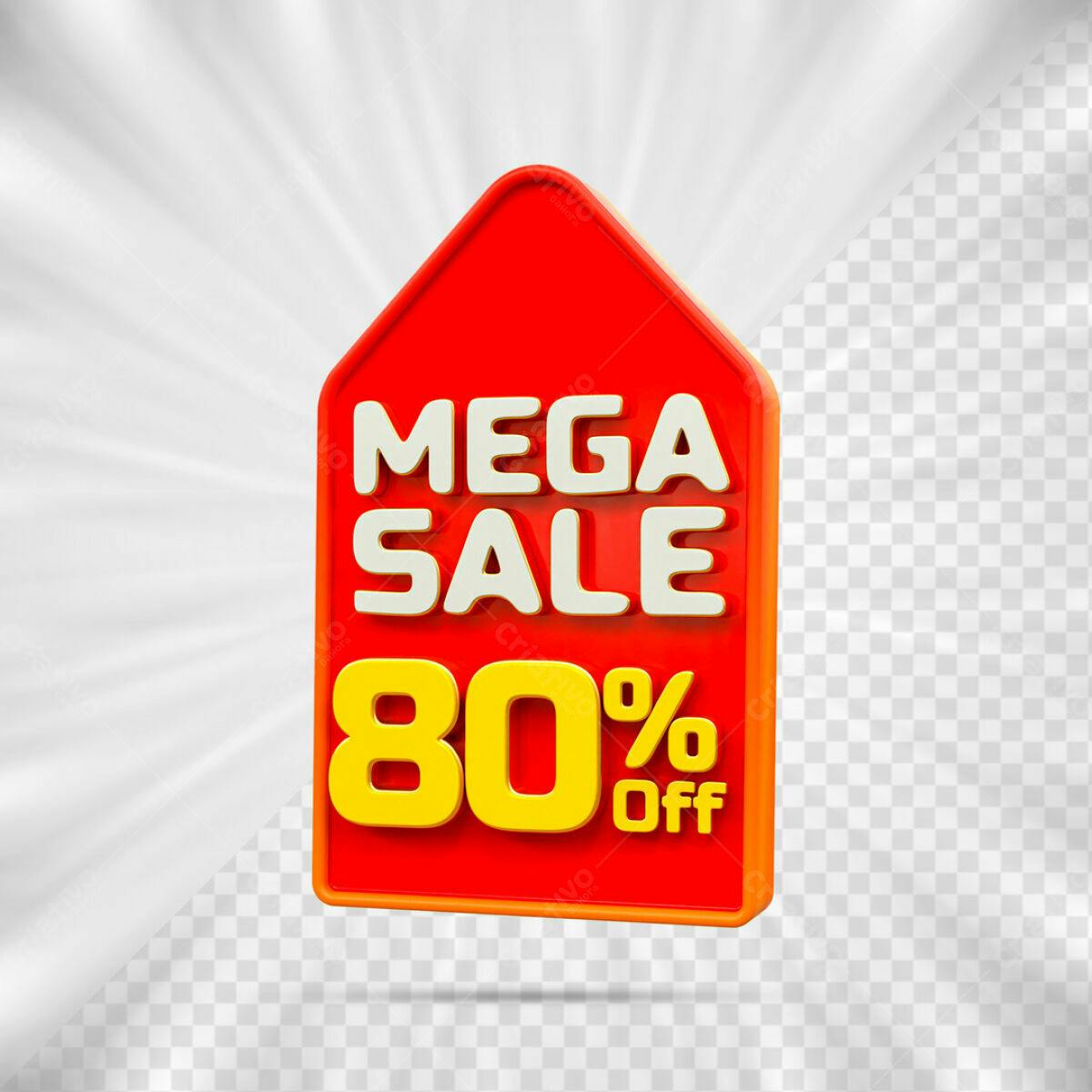 Etiqueta Mega Sale 80% Off PSD Editável