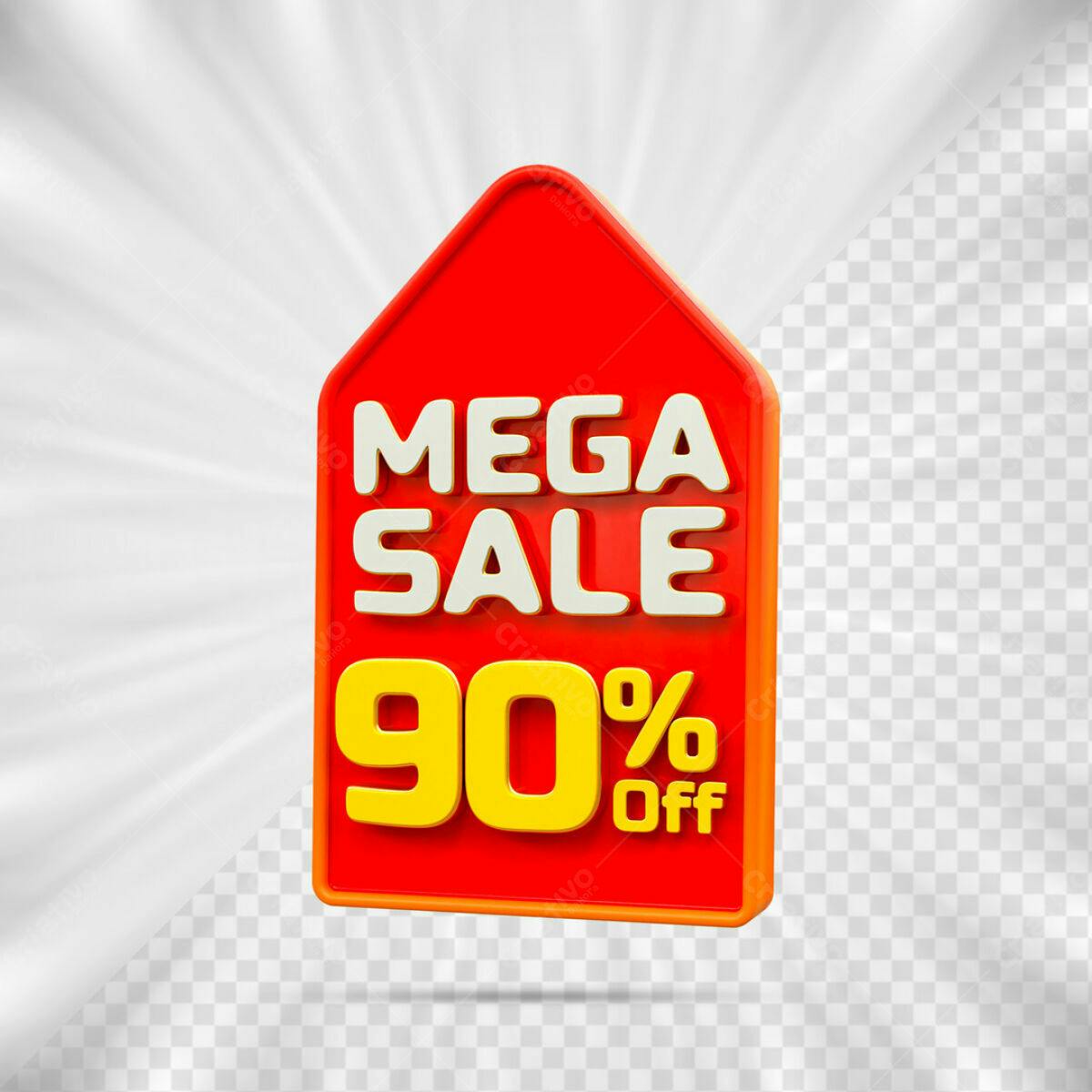 Tag Mega Sale 90% Off PSD Editável