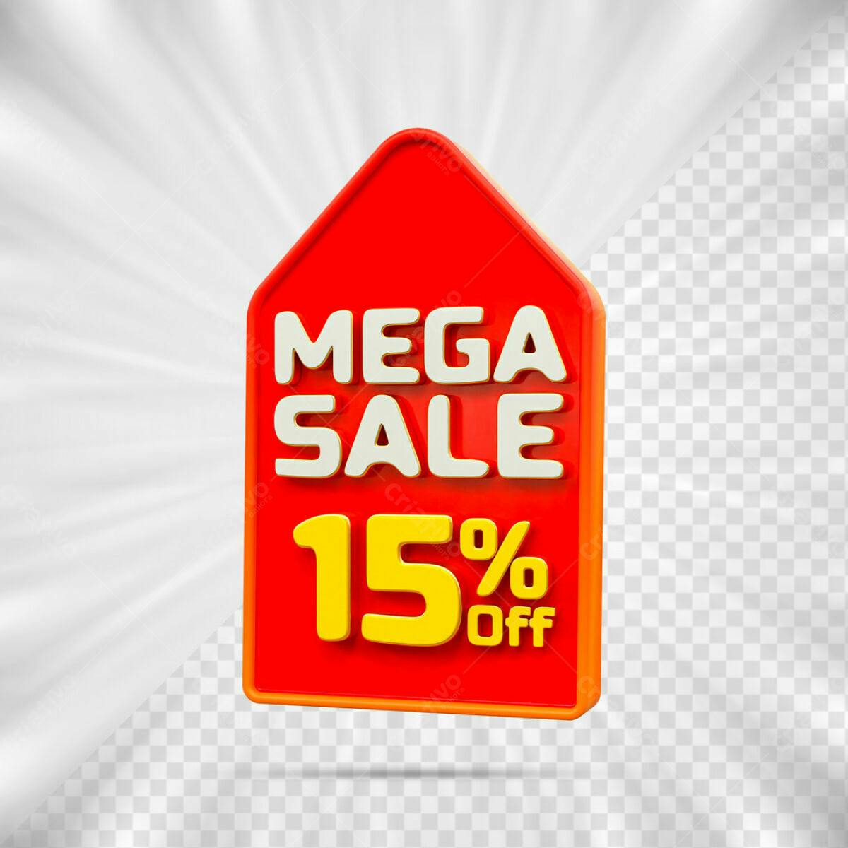 Tag Mega Sale 15% Off PSD Editável