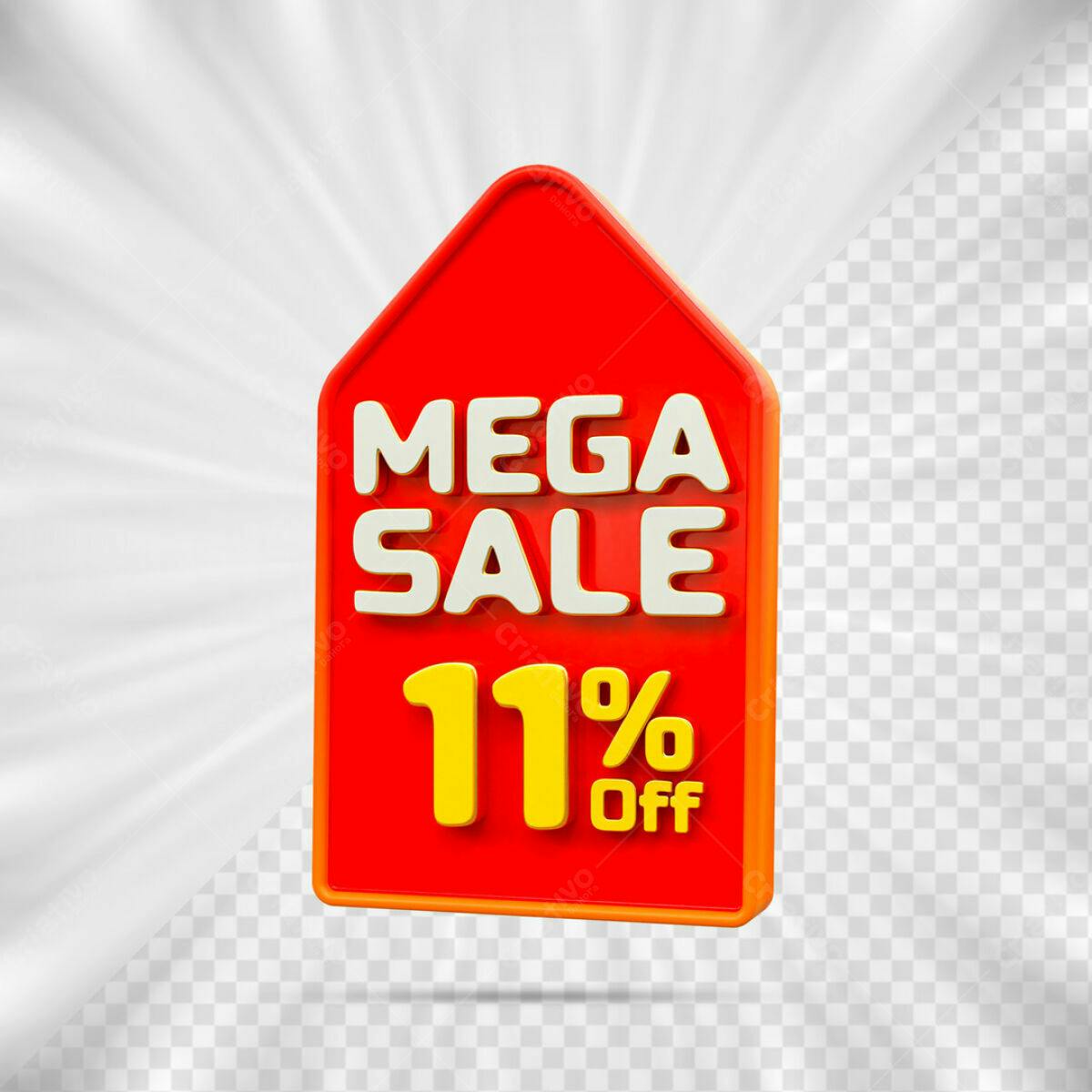 Etiqueta Mega Sale 11% Off PSD Editável