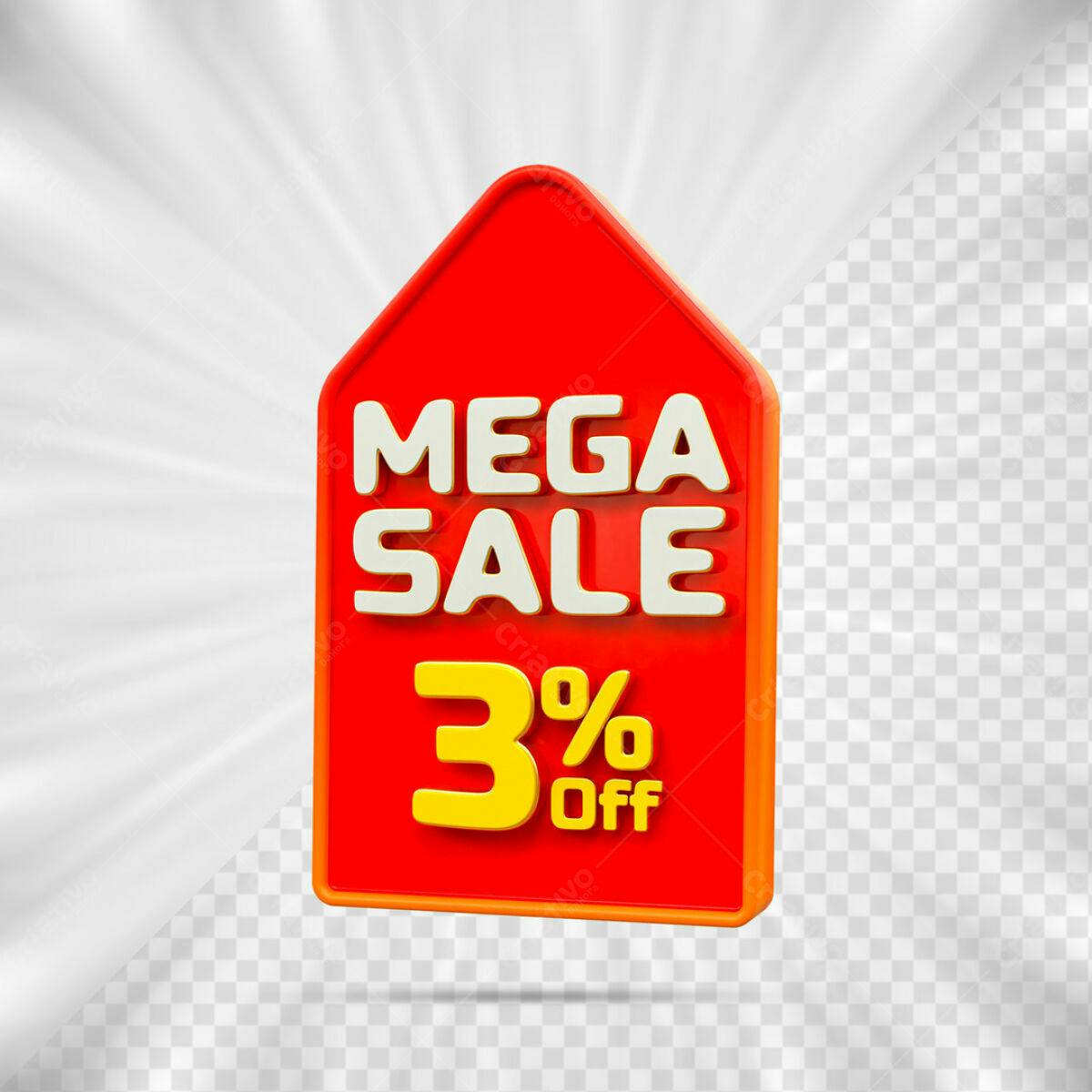 Tag Mega Sale 3% Off PSD Editável
