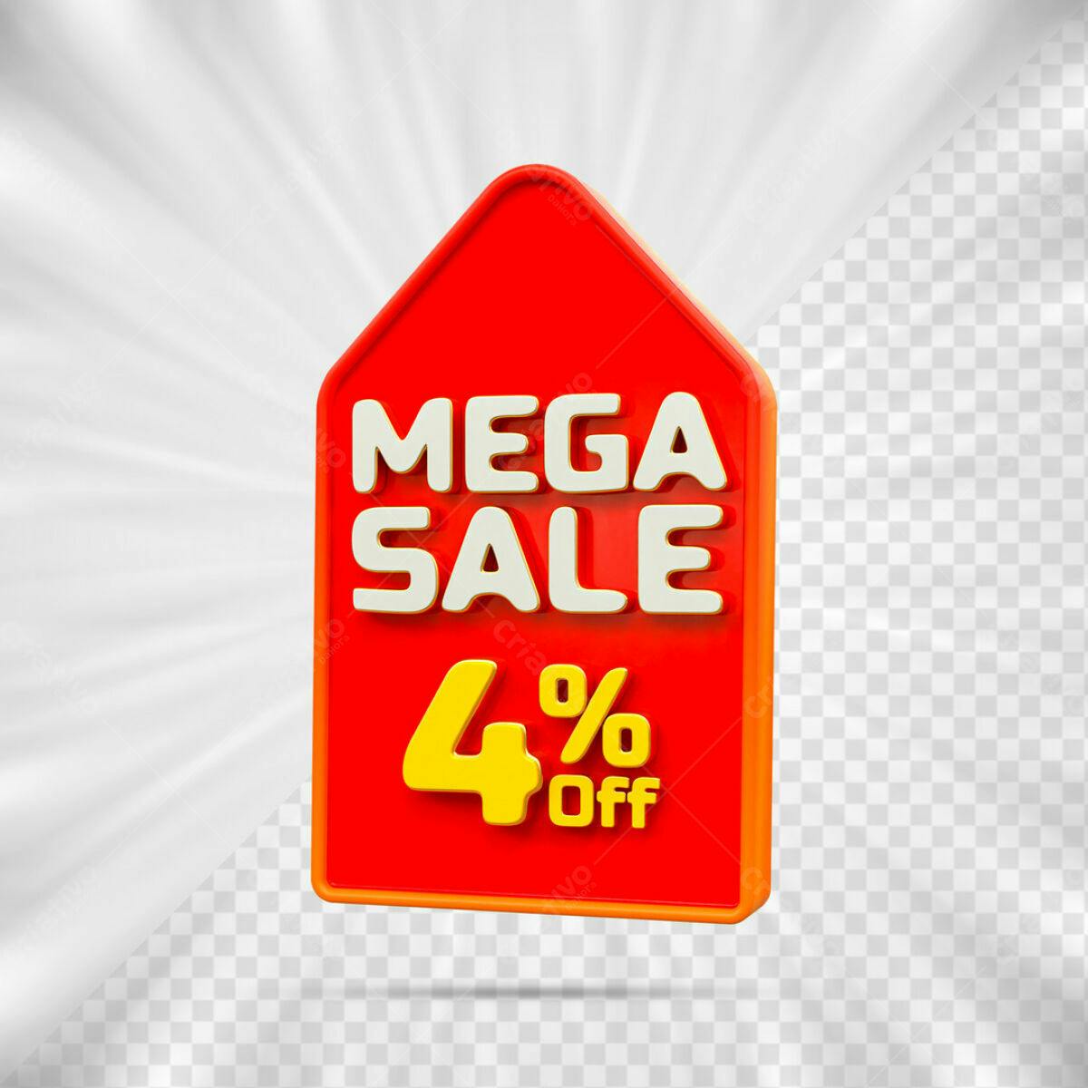 Tag Mega Sale 4% Desconto PSD Editável