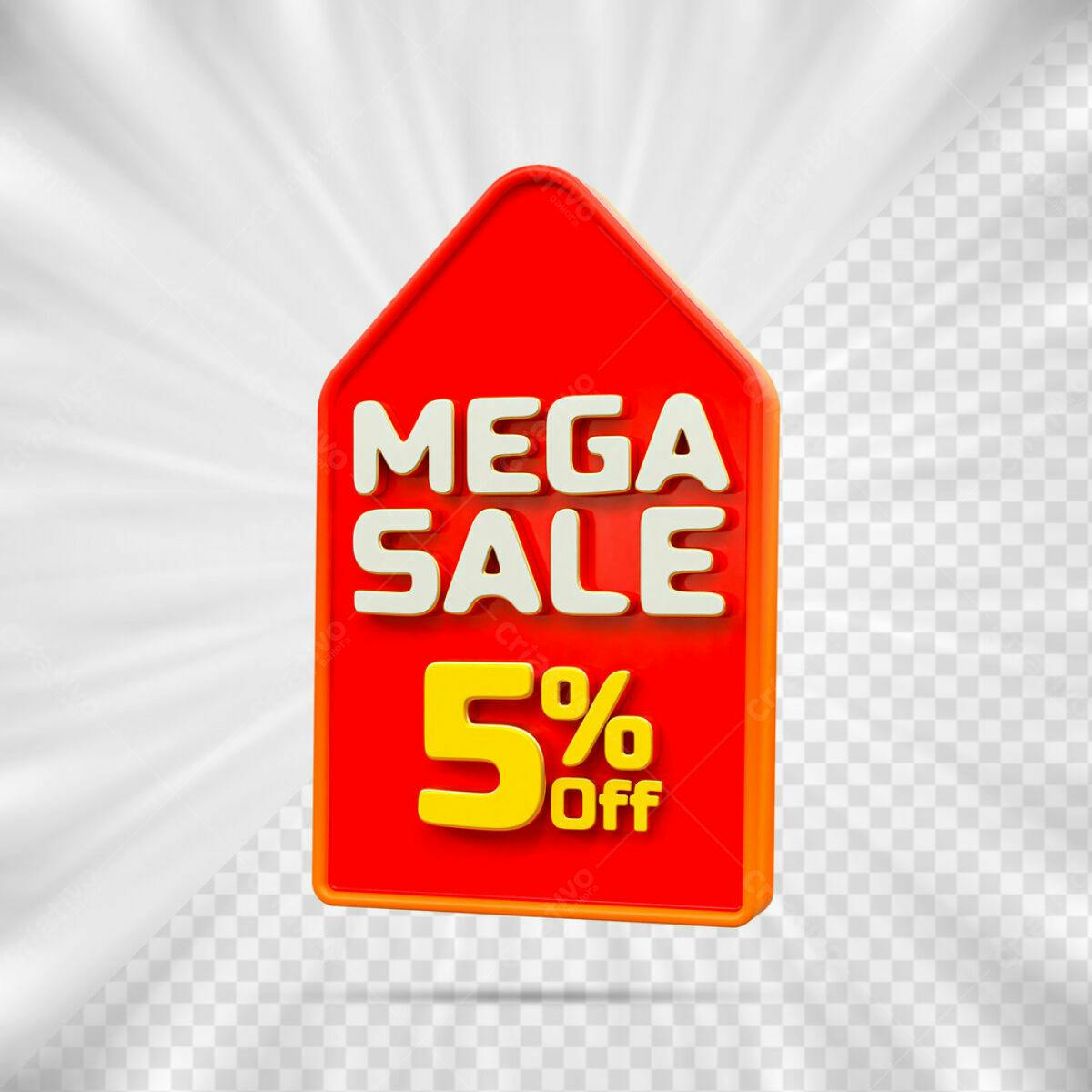 Tag Mega Sale 5% Off PSD Editável