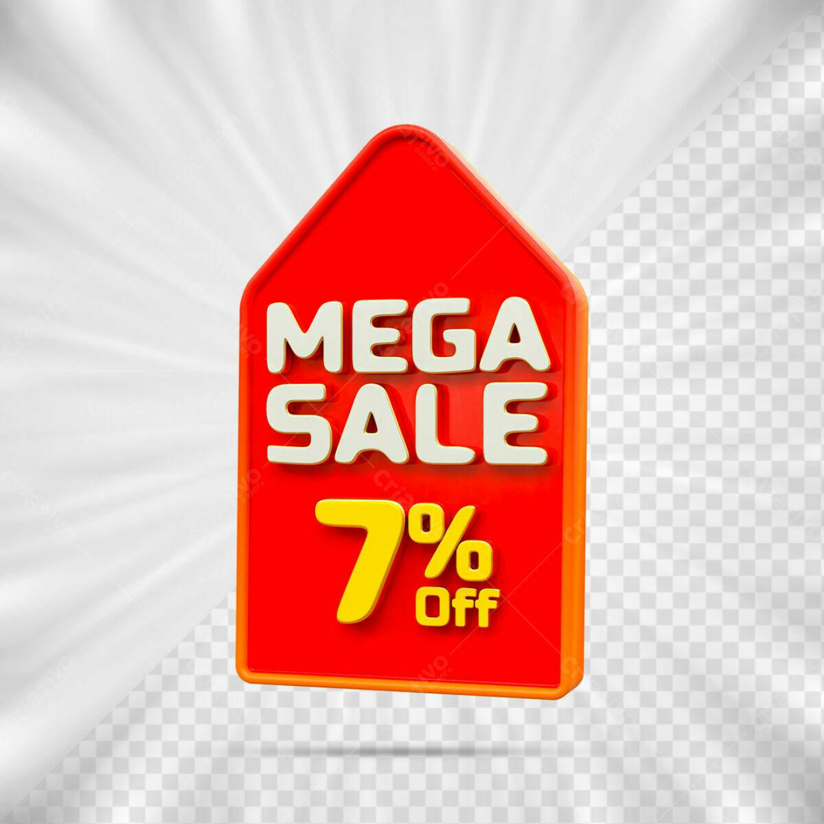 Etiqueta Mega Sale 7% Off PSD Editável