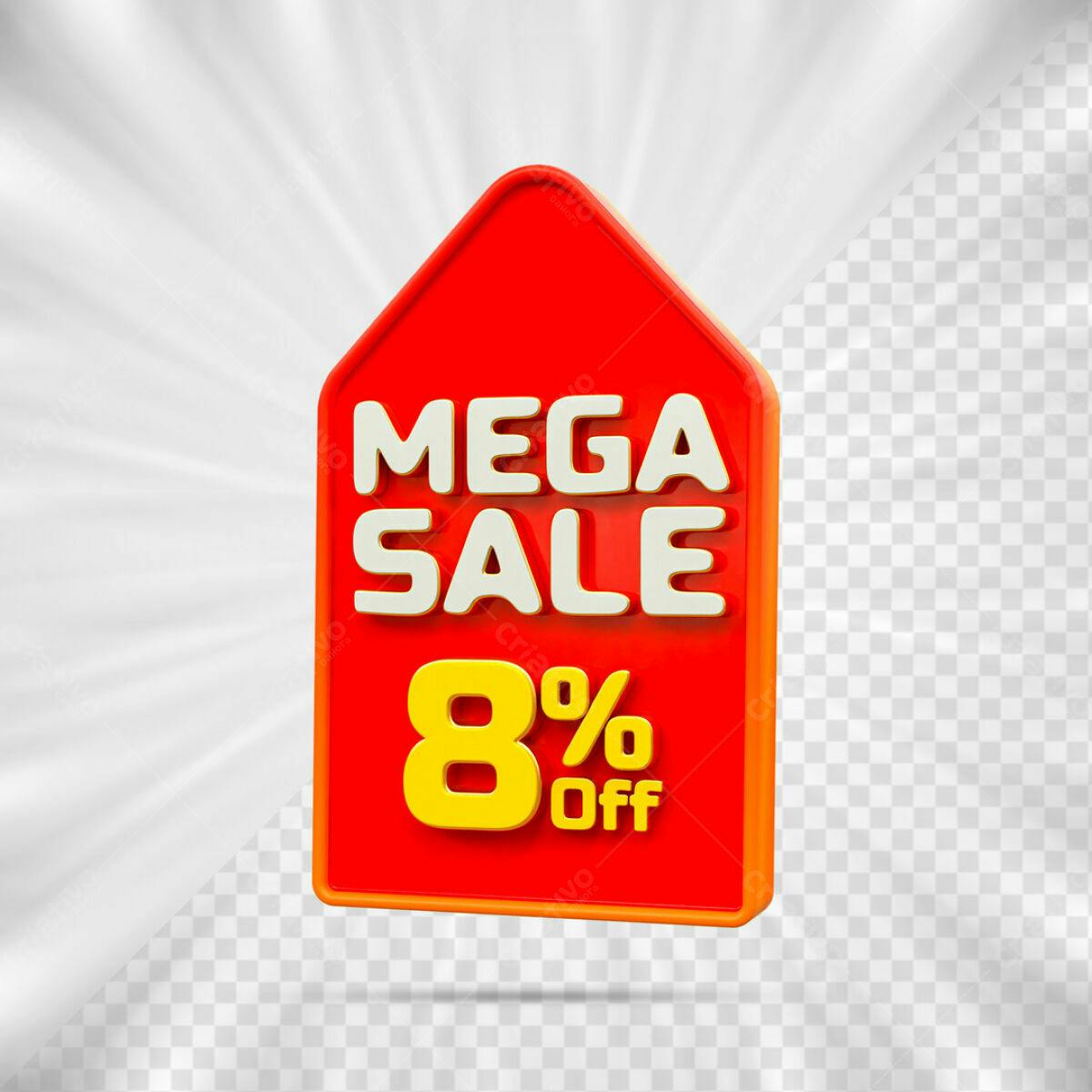 Tag Mega Sale 8% Off PSD Editável