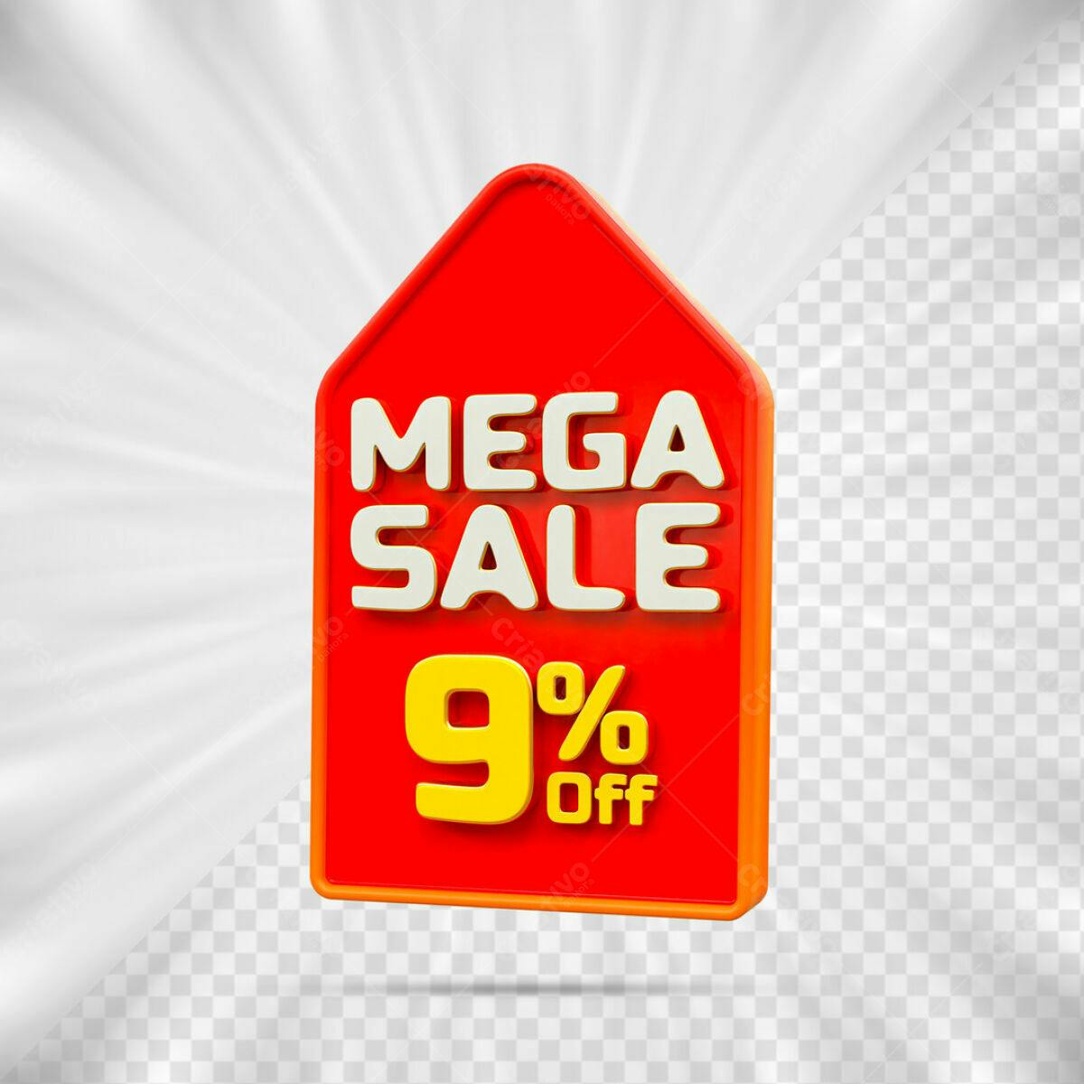 Tag Mega Sale 9% Off PSD Editável