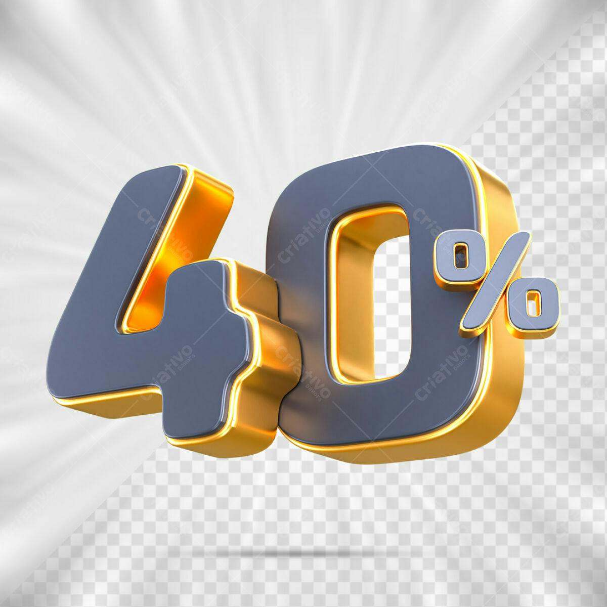 Elementos 3D para Promoção 40% de Desconto PSD Editável