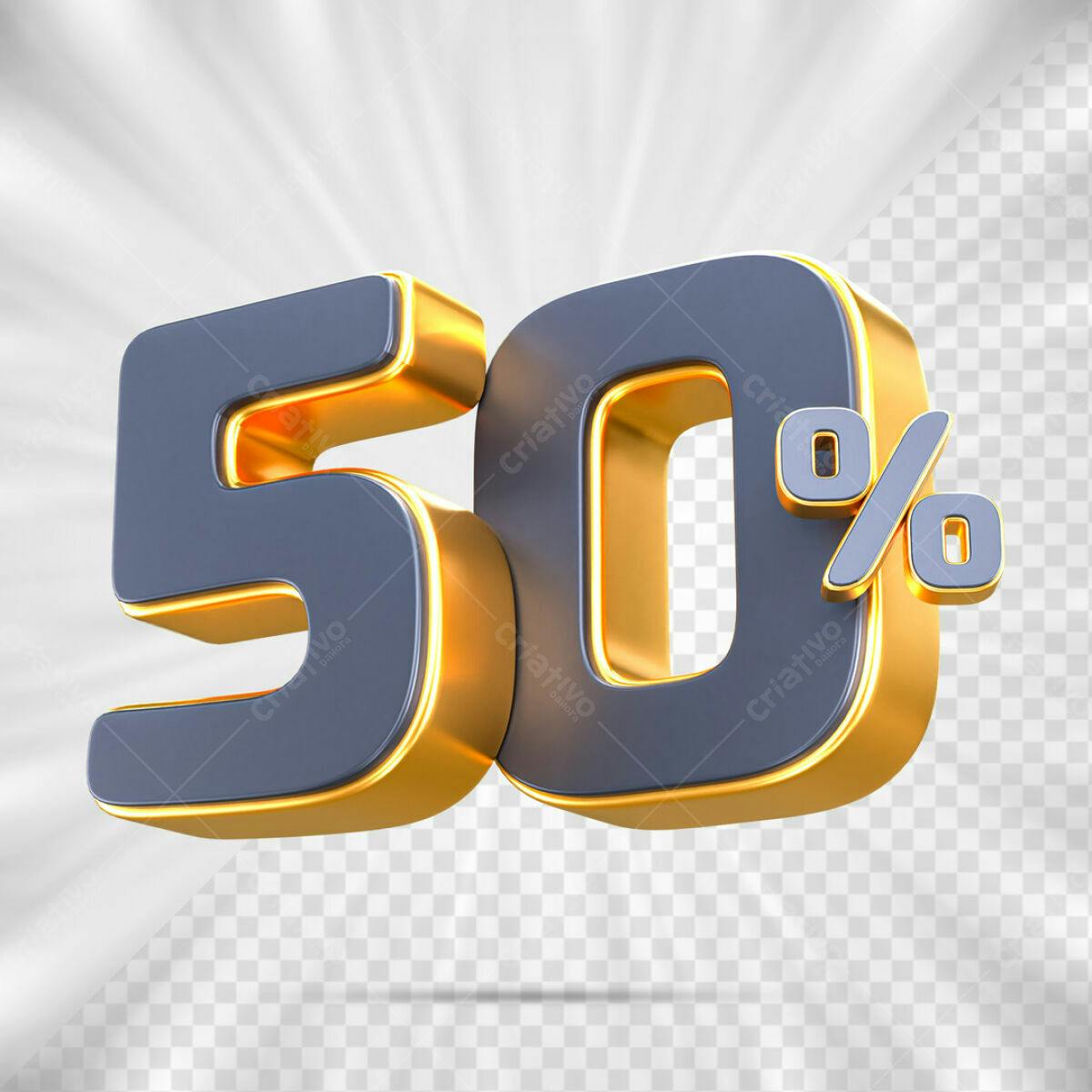 Elementos 3D para Promoção 50% OFF PSD Editável