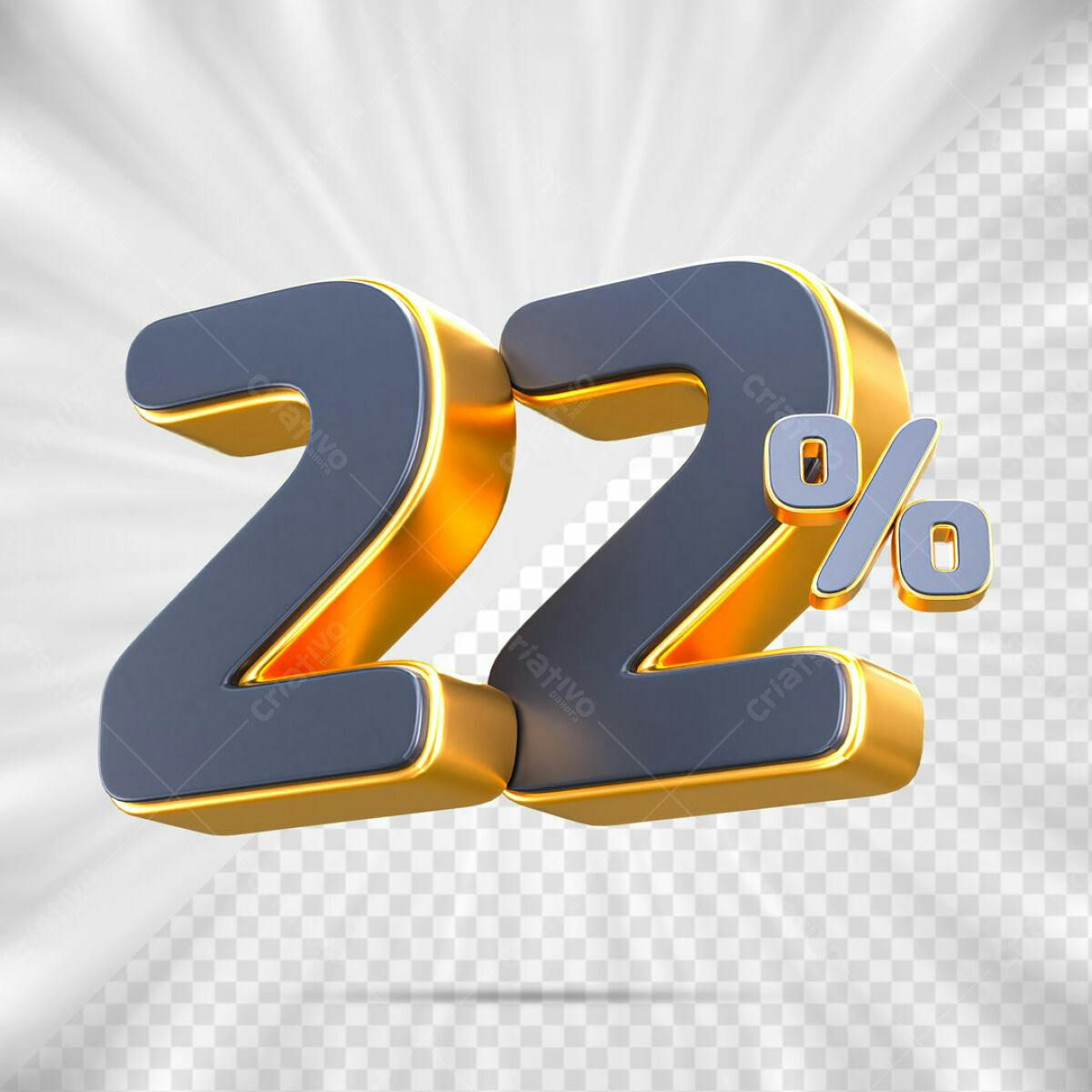 Elementos 3D para Desconto 22% PSD Editável